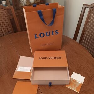 MEDIUM Louis Vuitton Orange Box and Bag with Blue Details